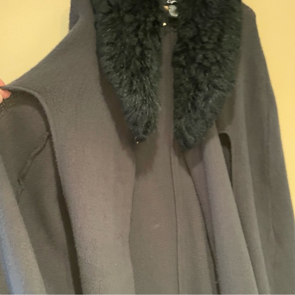 Cejon Womens OSFM faux fur collar soft poncho long line Shawl Cover up Grey - Picture 8 of 8